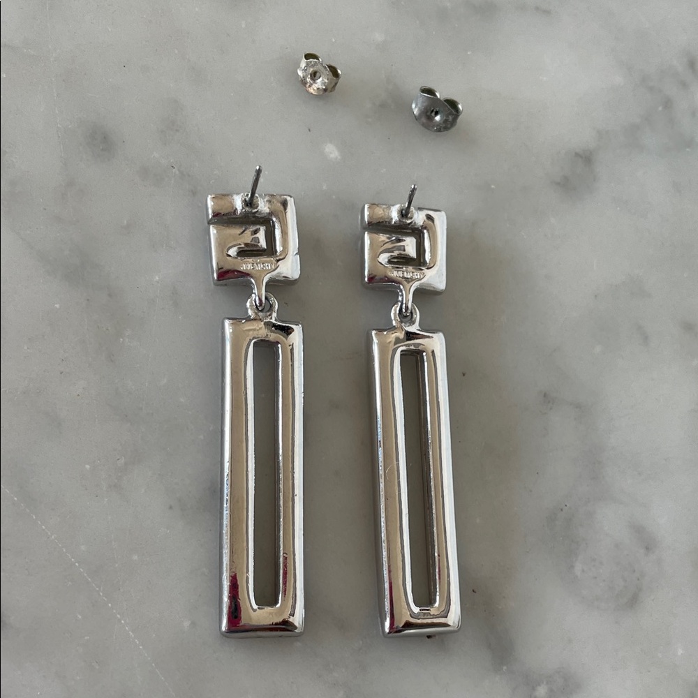 GIVENCHY G Logo Susan Caplan Silver Crystal Drop Post Statement Earrings - Picture 9 of 17